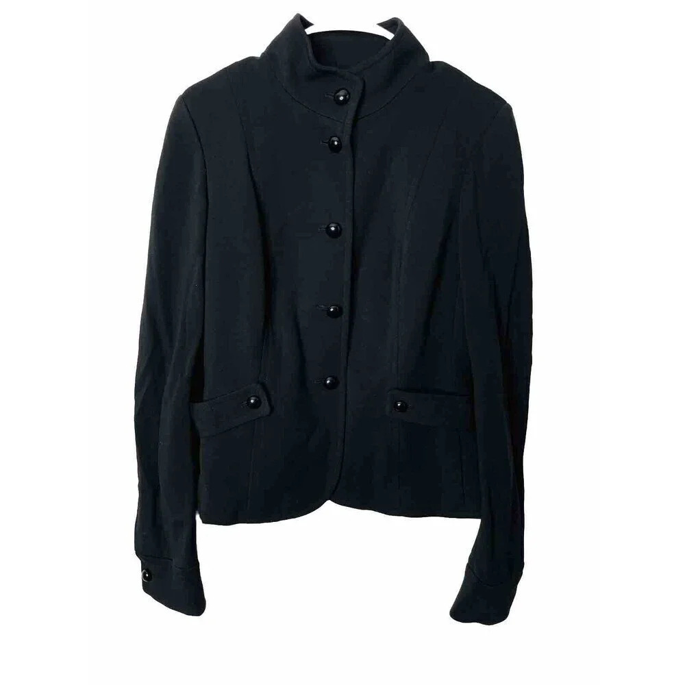 Talbots Kate Fit Jacket 10 Blazer Black Buttons Stretch Long Sleeve Professional